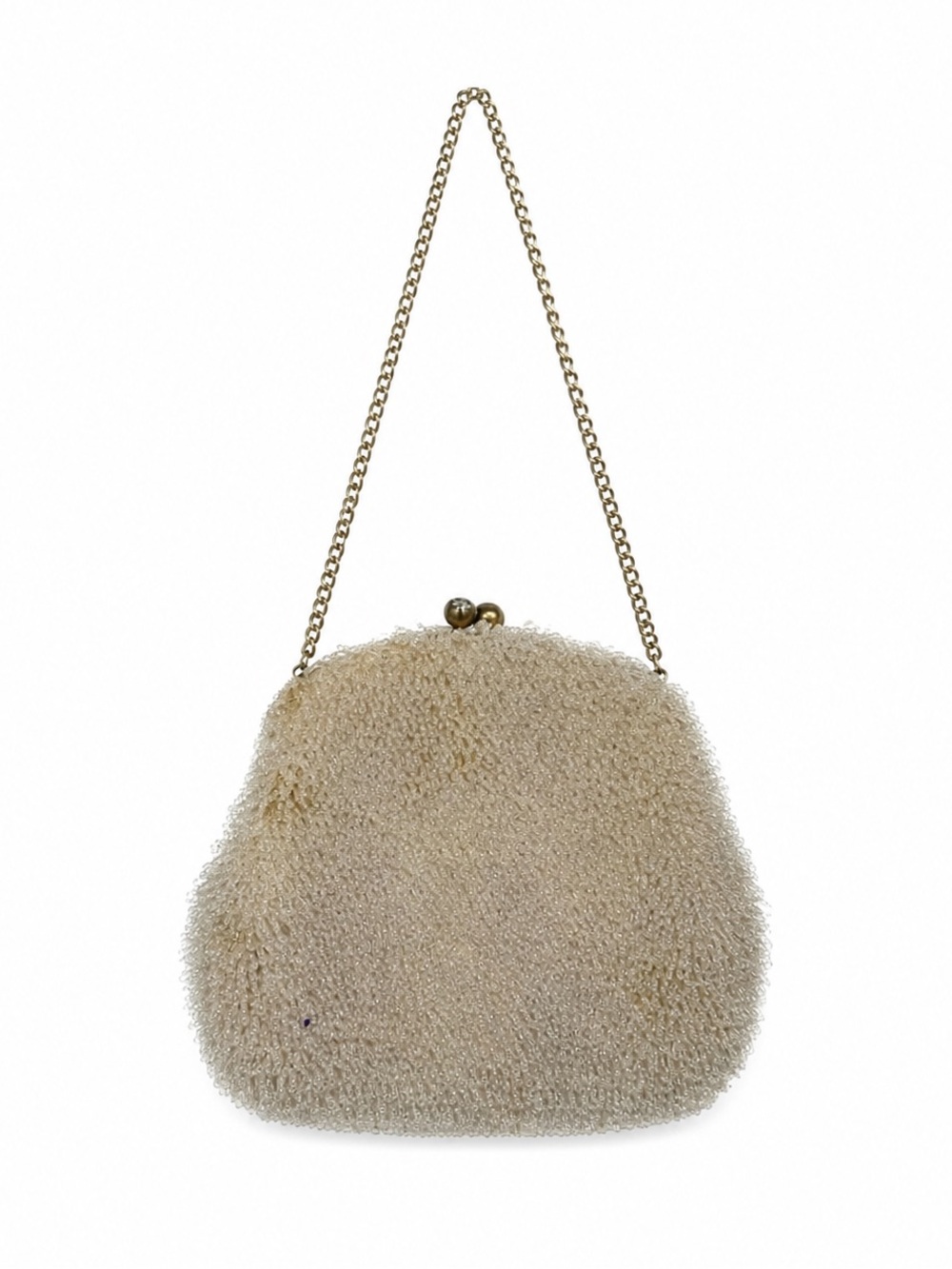 Bags by Josef Vintage Ivory Beaded Clutch Evening Bag Satin Crystal Clasp Bridal